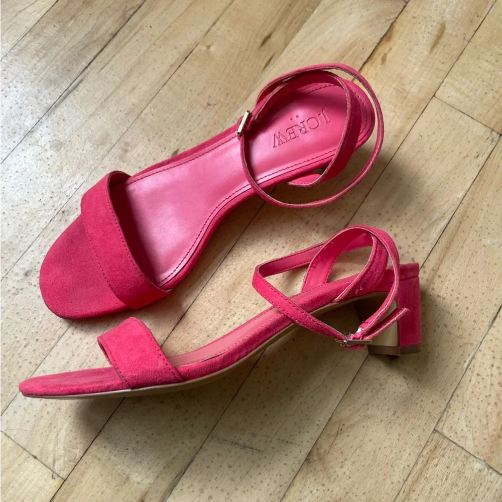 J. Crew pink heels women’s size 7 wrap suede Sleek‎ Minimalist Design